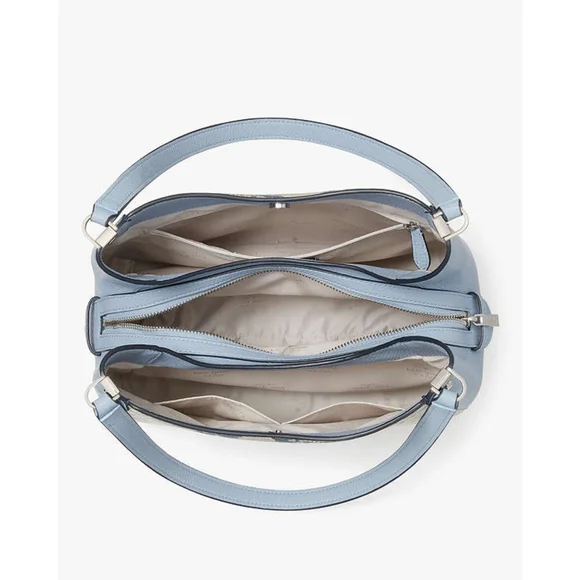 NWT Kate Spade Leila Snake Blue & Tan Medium Triple Pocket Shoulder Bag New - Picture 7 of 8